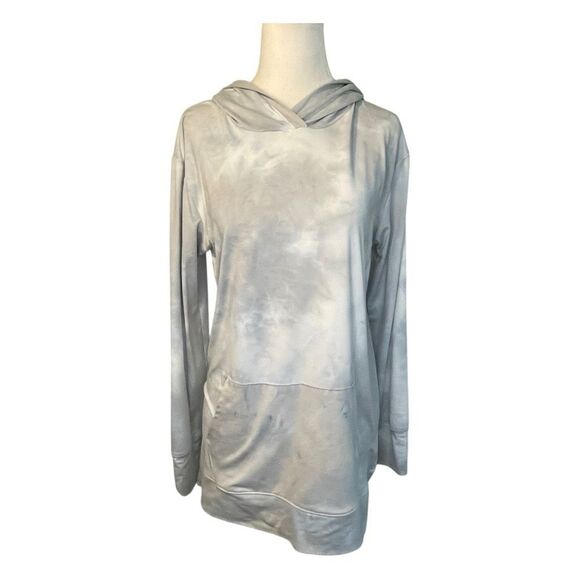 RBX Active Tie Dye Hooded Yoga Top Blue White Soft Lightweight Long Sleeve S - Picture 1 of 6